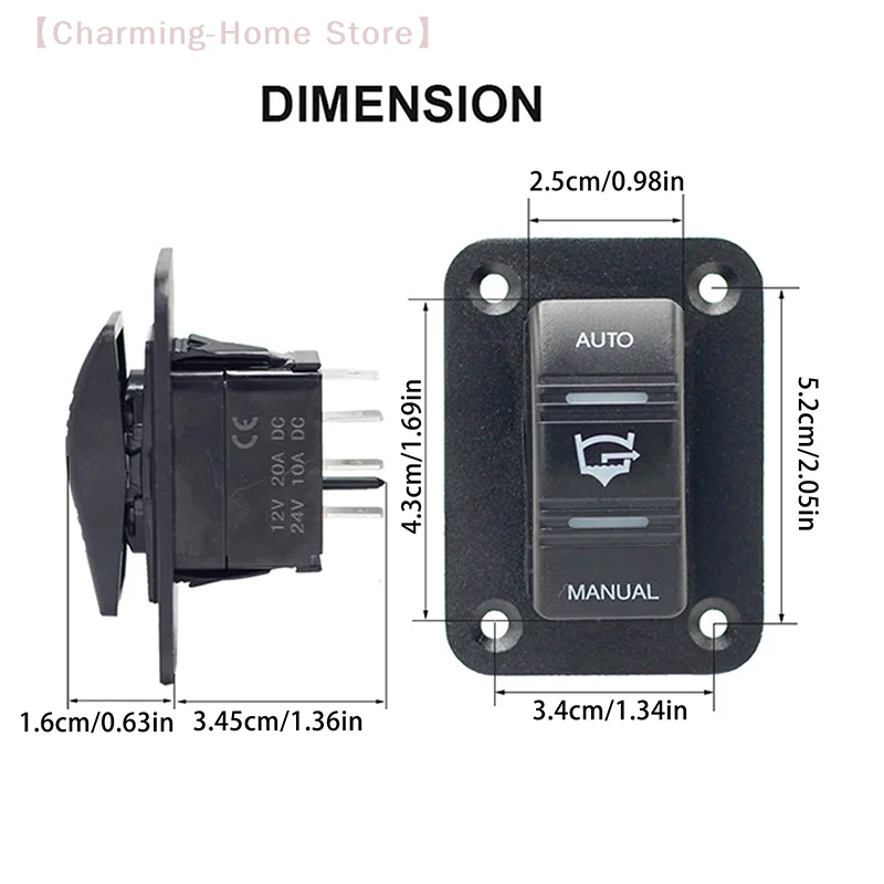 【M】 3-Wege-Wippschalter für Bilgenpumpen, wasserdicht, 12 V, 24 V, 4-polig, 20 A, SPDT, automatische Abschaltung/manuelle Bilgenpumpen-Schalttafel mit LED-Licht