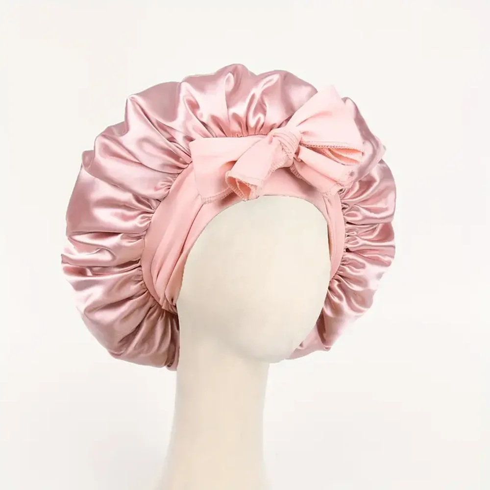 Satin-Mütze, Seidenmütze, verstellbare Mütze zum Schlafen, Haar-Mütze mit Bindeband, Mütze für Damen und Herren, Mütze für Damen