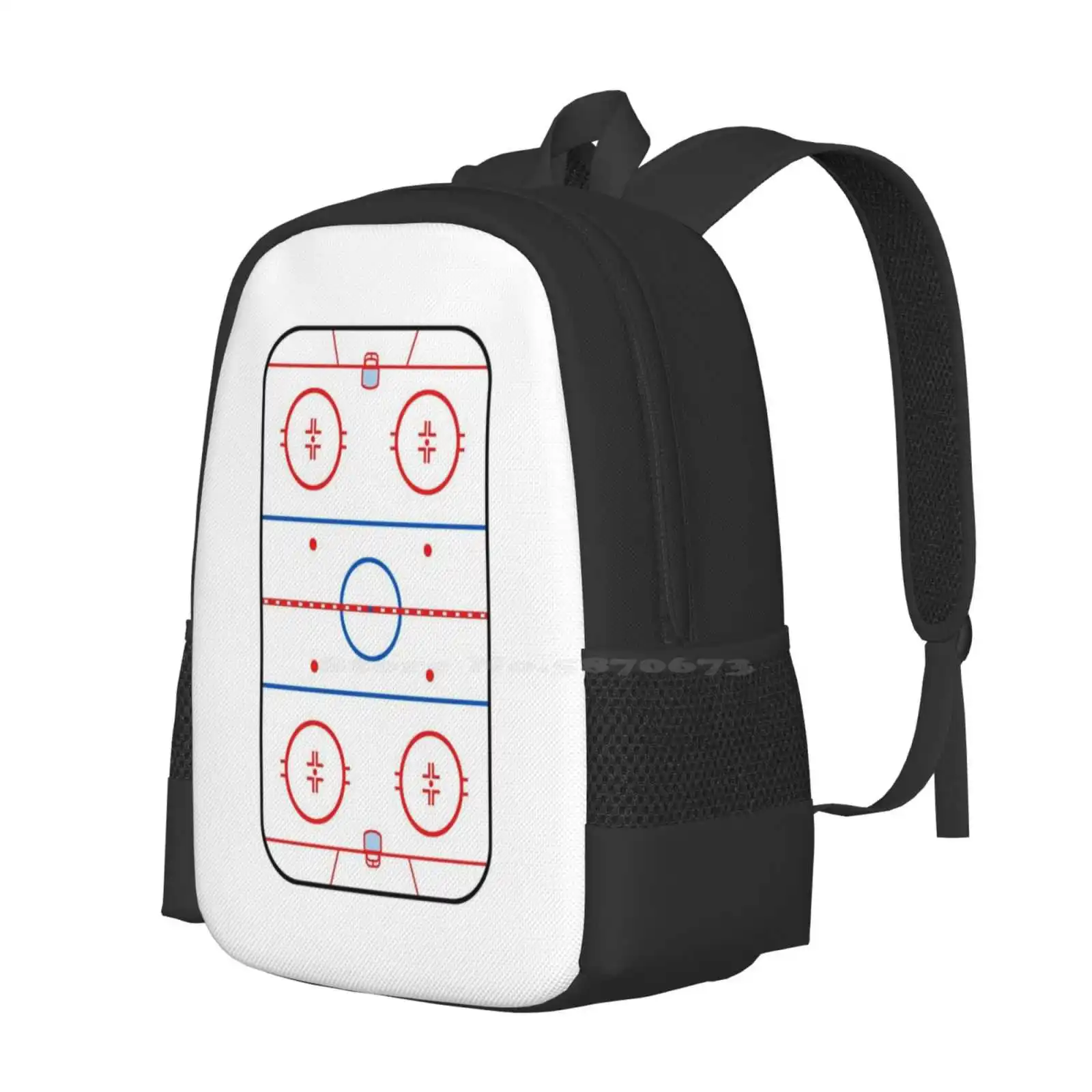 Ice Rink Diagram Hockey Game Companion School Bag Big Capacity Backpack Laptop Coach Ice Rink Ice Hockey Goalie White