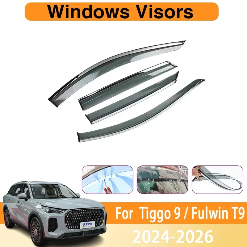 

Car Window Visor For Chery Tiggo 9 Tiggo 8 L Fulwin T9 2024 2025 2026 Auto Rainproof Deflectors Windshields Sets Car Accessories