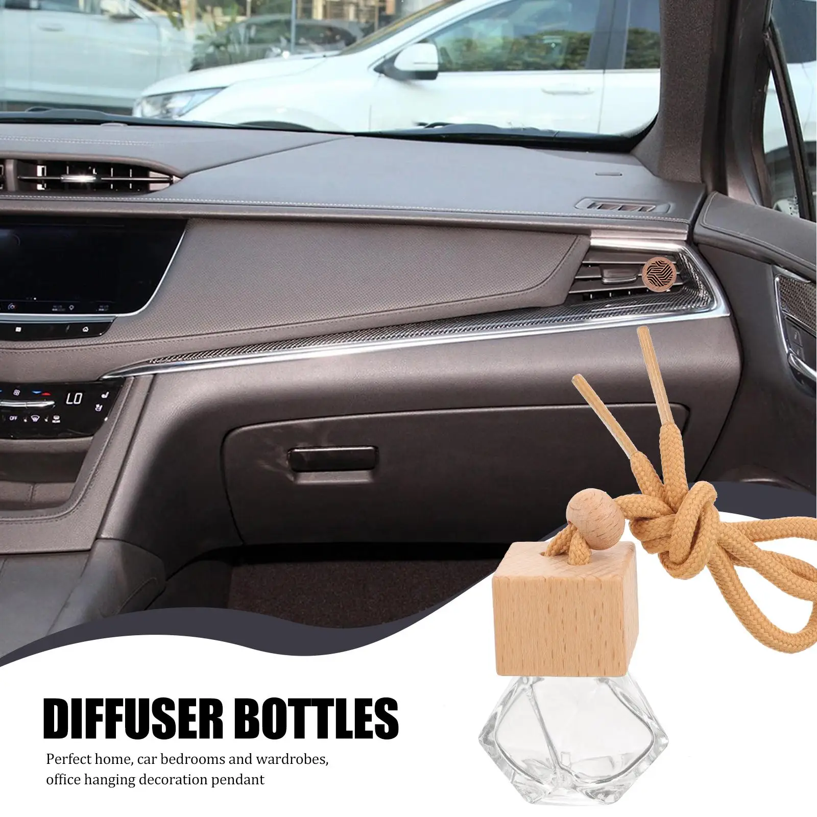 

10 Pcs 10ML Transparent Square Cap Perfume Bottle Pendant Diffusers Car Essential Oils Aroma Glass Refillable Decorative Hanging