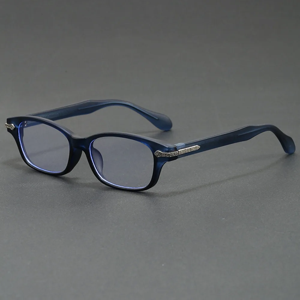 Vintage Thick Frame Eyeglasses Retro Square Clear Lens Glasses with Metal Decorated Temple for Men Women Daily Work Eyewear
