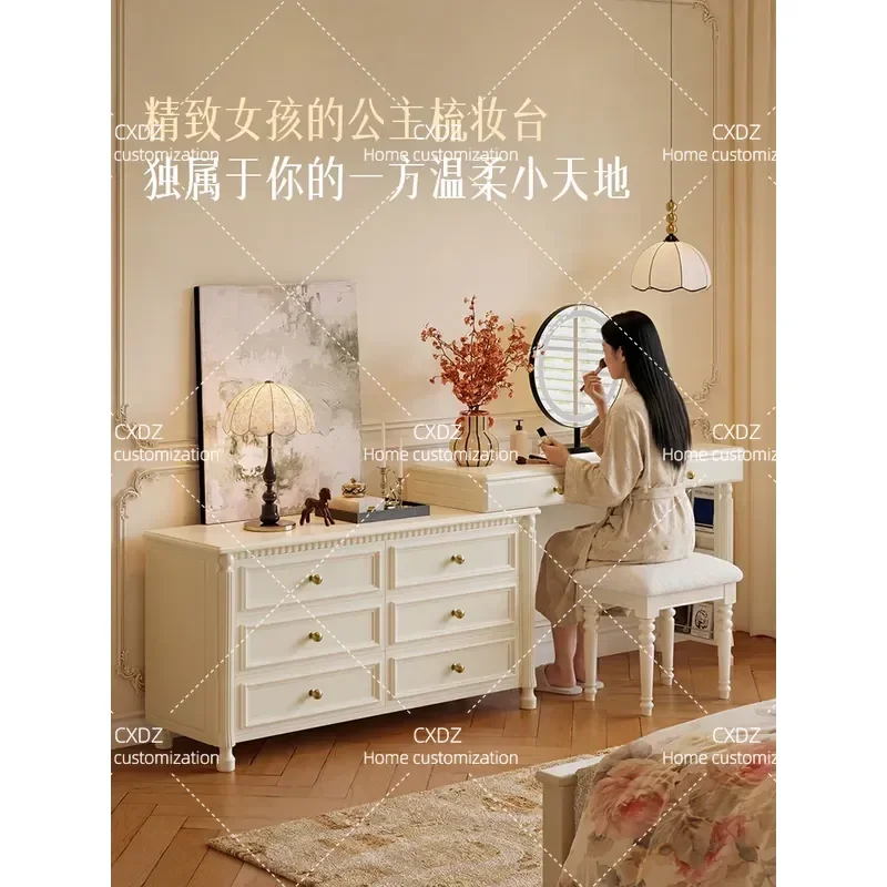 Galaxy Dresser Light French Style Bedside Bucket Cabinet Integrated Makeup Table Corner Vanity Storage Unit for Bedroom Decor