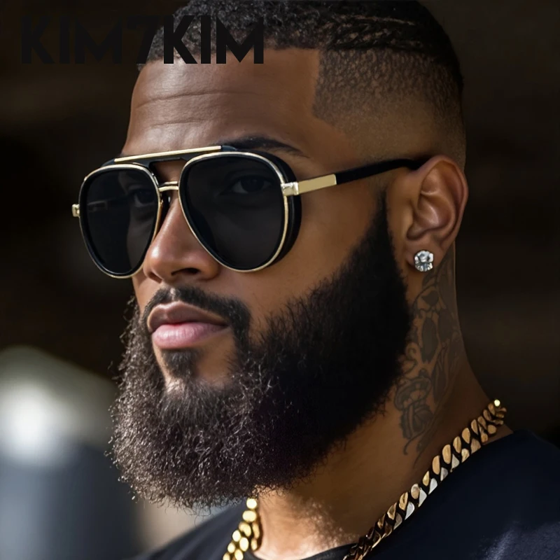 

Polarized Steampunk Oversized Oval Sunglasses Men 2025 Luxury Brand Trendy Double Beam Sun Glasses For Male Driving UV400 Shades