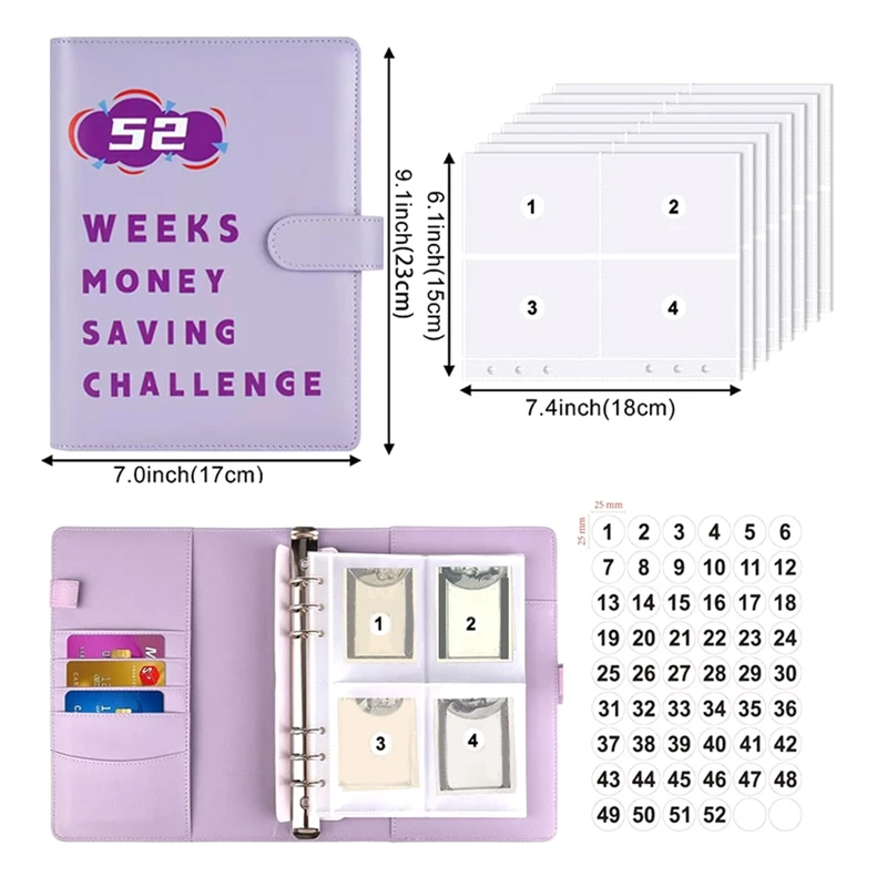 52 Week Money Challenge Binder With Envelopes Storage Budgeting Binder Cash Saving Challenge Box Kit