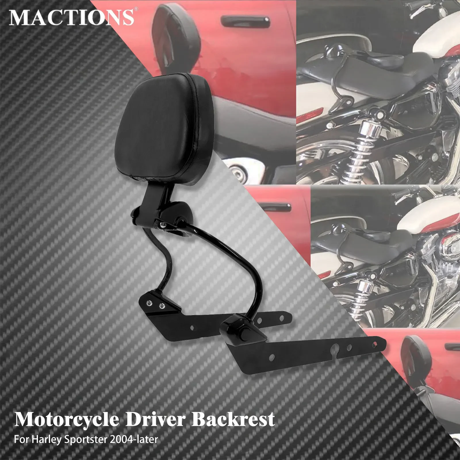 Motorcycle Detachable Backrest Sissy Bar Driver Rider Backrest For Harley Sportster Iron XL883 1200 48 Custom Super Low 2004-21