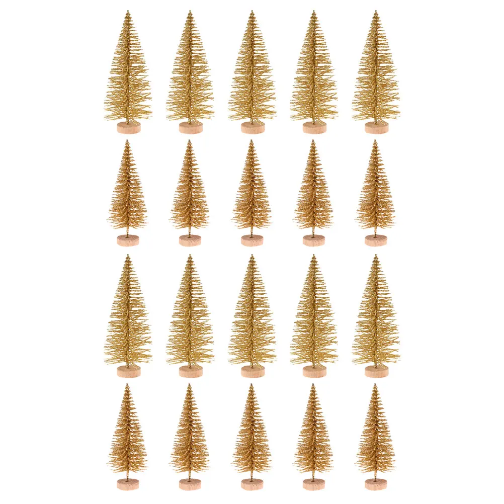 

20 Pcs PVC Christmas Tree Ornaments Miniature Xmas with Base Small Decor Decorations Accessories Micro Landscape Scene Trees