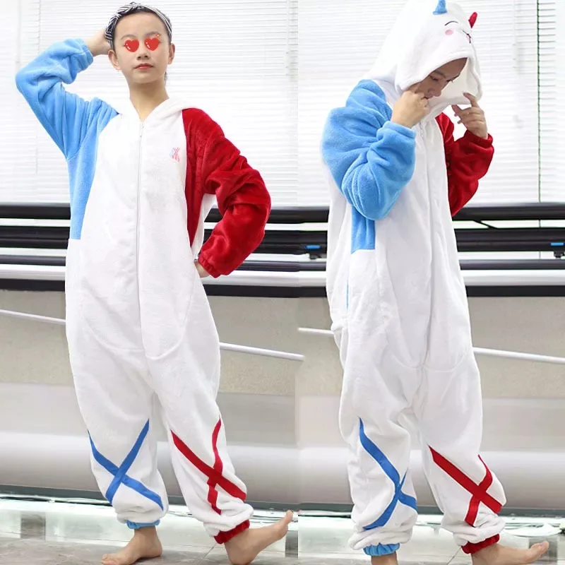 DARLING in the FRANXX Cosplay 02 Zero Two Strelizia CODE 002 Onesies Cosplay Costume Men Women Jumpsuit Home Sleepwear Pajamas