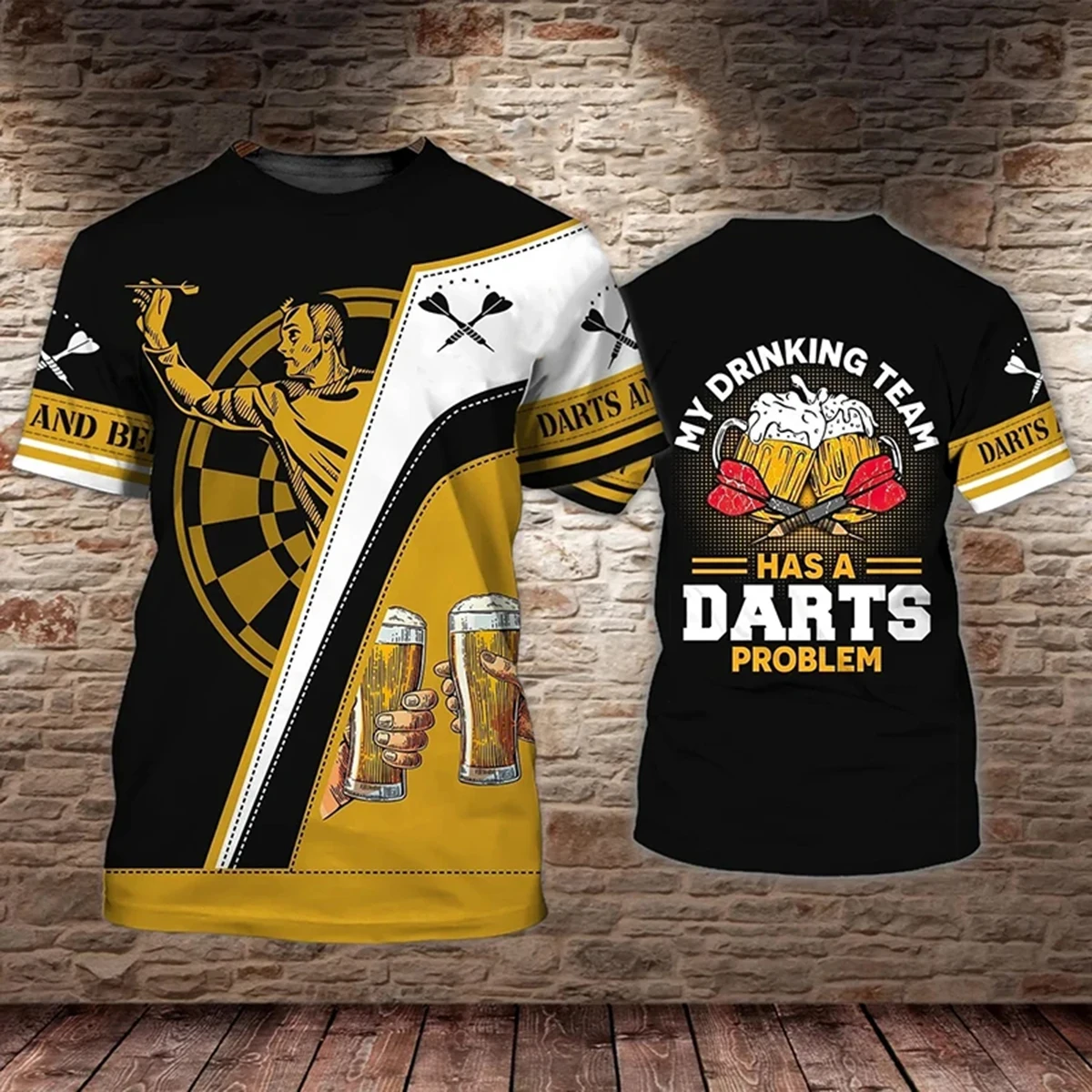 

Beer & Darts 3D Print Men's T-Shirt - Summer Cool Streetwear O-Neck Short Sleeve, Harajuku Style Boy's Top