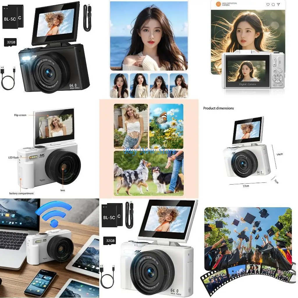 

20CE 4K Vloggings Camera With 180° Screen Focuses Technology and Integrated Flash For Cinematic Content Creation