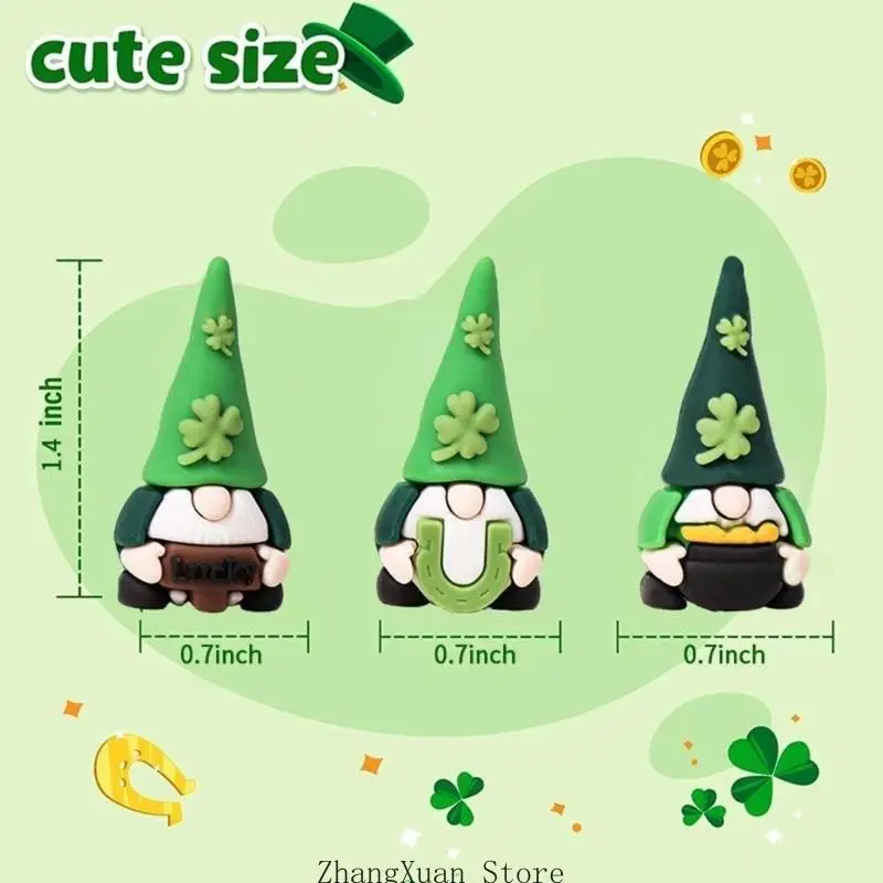 Patricks Day Mini Zwerge Figur Miniatur Irische Kleeblätter Statue Winzige Zwerge 3XUF – Detail 6