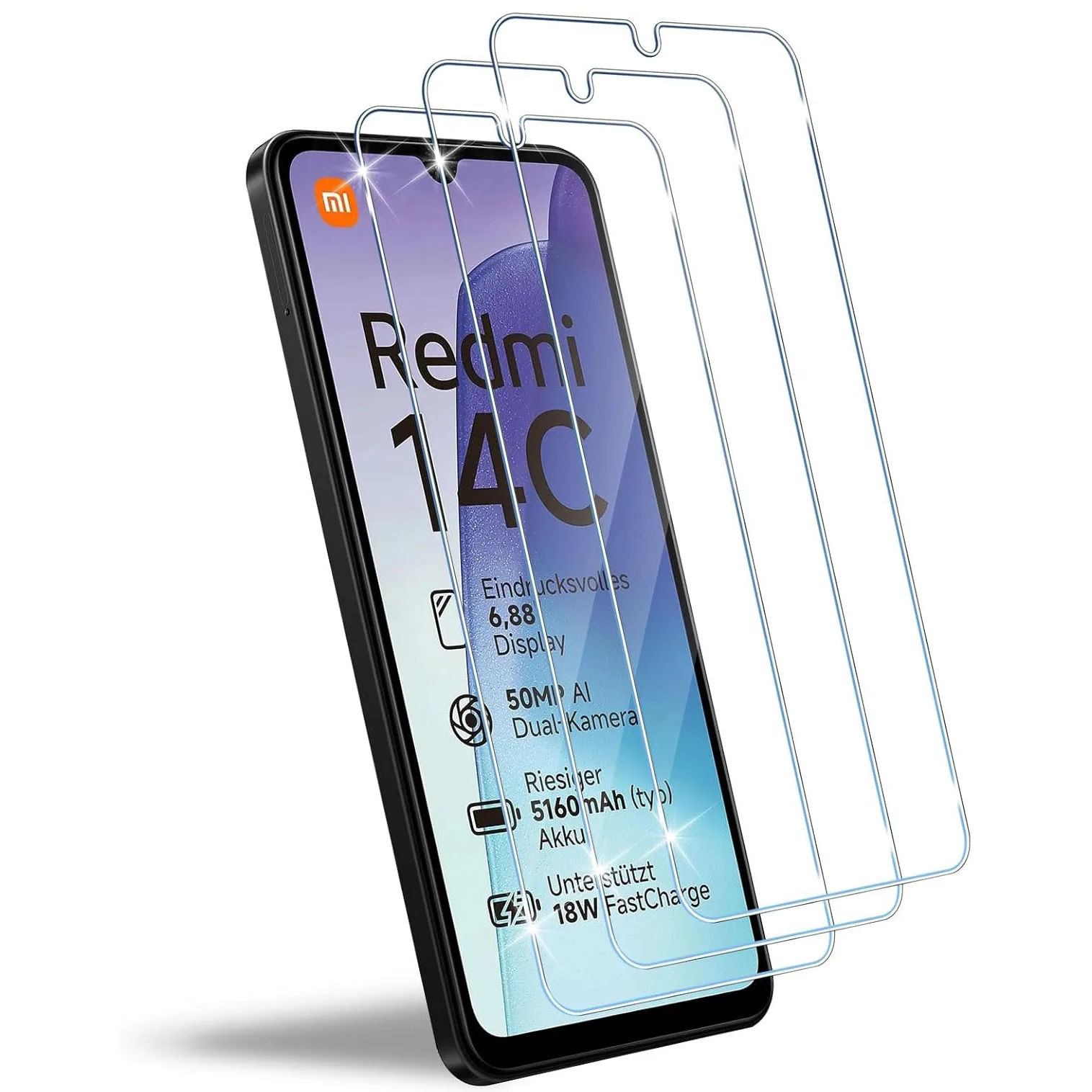 

3pcs Tempered Glass For Xiaomi Redmi 14C Screen Protector Glass Redmi 14R Protective Film