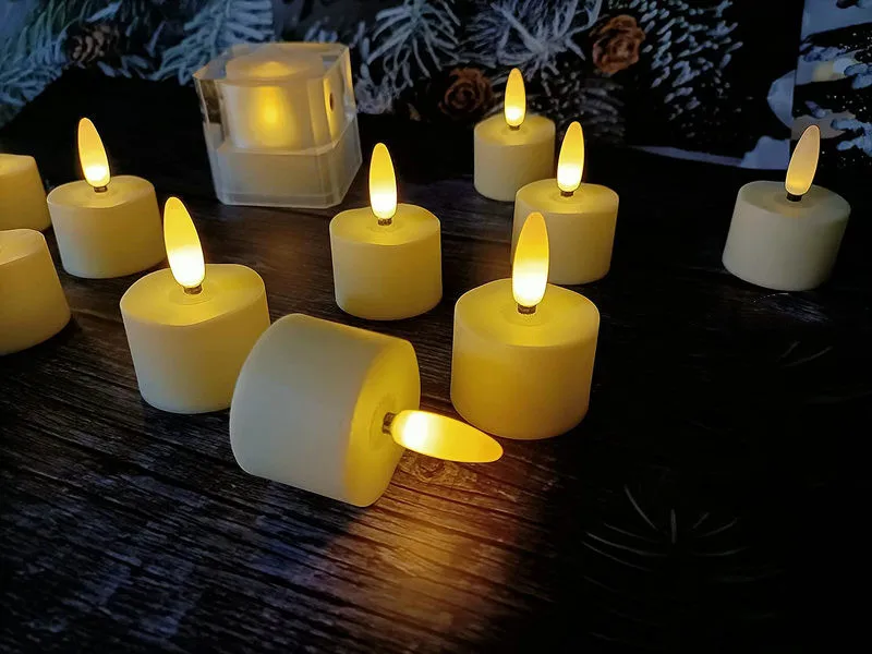 مجموعة من 12 ثلاثية الأبعاد الفتيل القابلة لإعادة الشحن عديمة اللهب مصباح وامض TeaLight مصباح على شكل شمعة التحكم عن بعد ث/الموقت ديكور شريط المنزل الإضاءة