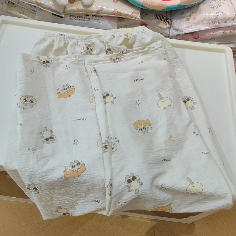 Azuki Schlafanzug, niedlich und mit Cartoon-Modedruck, bequem, feuchtigkeitsableitend, langärmelig, lange Hose, kann auch außerhalb der Hauskleidung getragen werden. – Detail 4