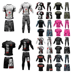 Chie Lundin-traje deportivo para hombre, pantalones cortos de lucha, conjunto de compresión, resistencia al desgarro, chándal de Fitness bjj, MMA Jiu jitsu gi Rashguard