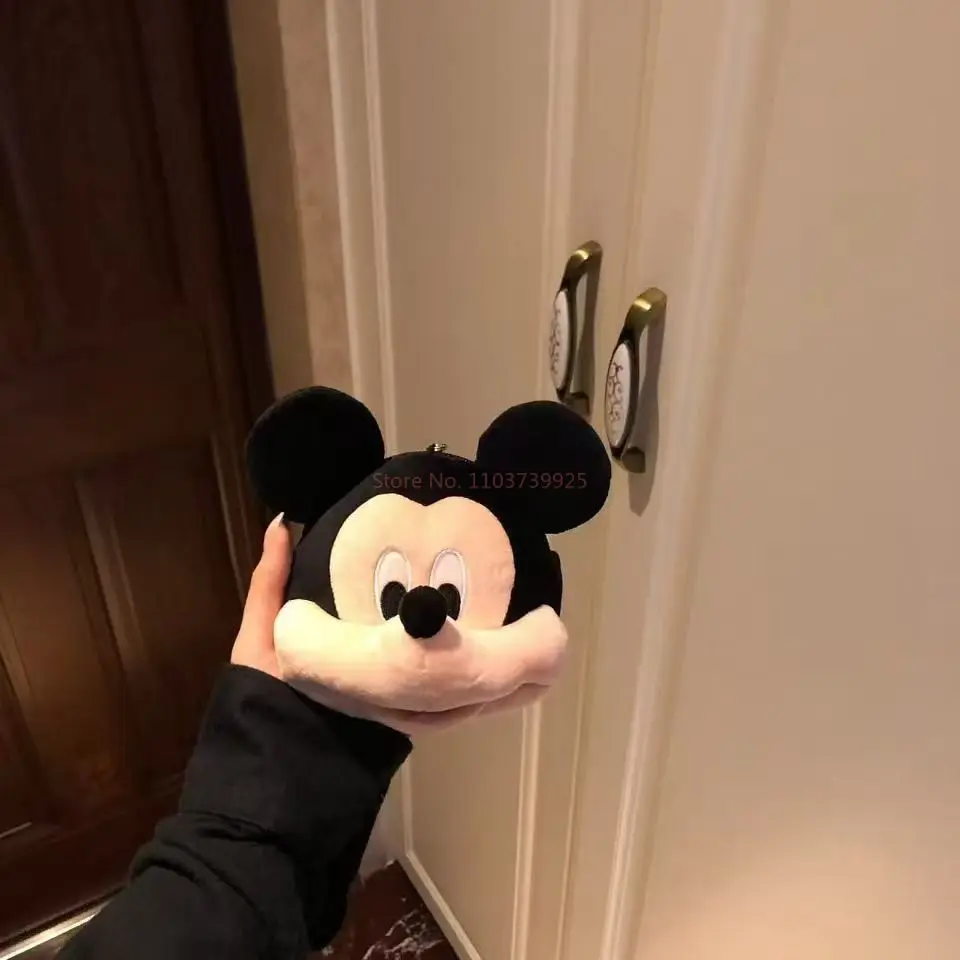 디즈니 미키 젤 코인 플러시 장난감 지갑 만화 애니메이션 귀여운 미니 지갑 휴대용 펜던트 키체인 돈 가방 선물 장식