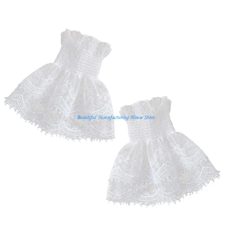 E56A Flared Decorative Lace Sleeves Wrist Cuff Extension Embroidered Flower Arm Covers For Women Girl Outfit Enhancement