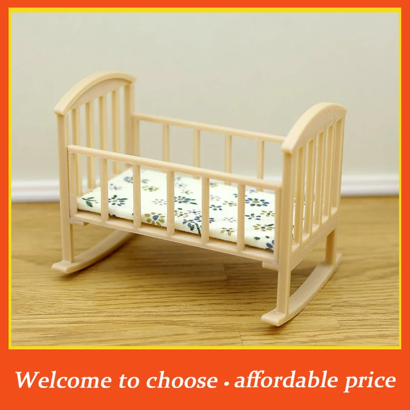 Dollhouse Simulation Furniture Decoration Dolls House Accessories Play Toy 1/12Dollhouse Mini Cradle Baby Bed Rocking Bed Model