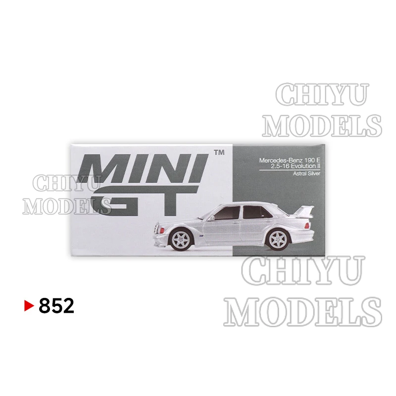 

MINIGT 852 1:64 Mercedes-Benz 190E 2.5-16 Evolution II Astral Silver, коллекционная модель автомобиля из литого металла, гоночная машина
