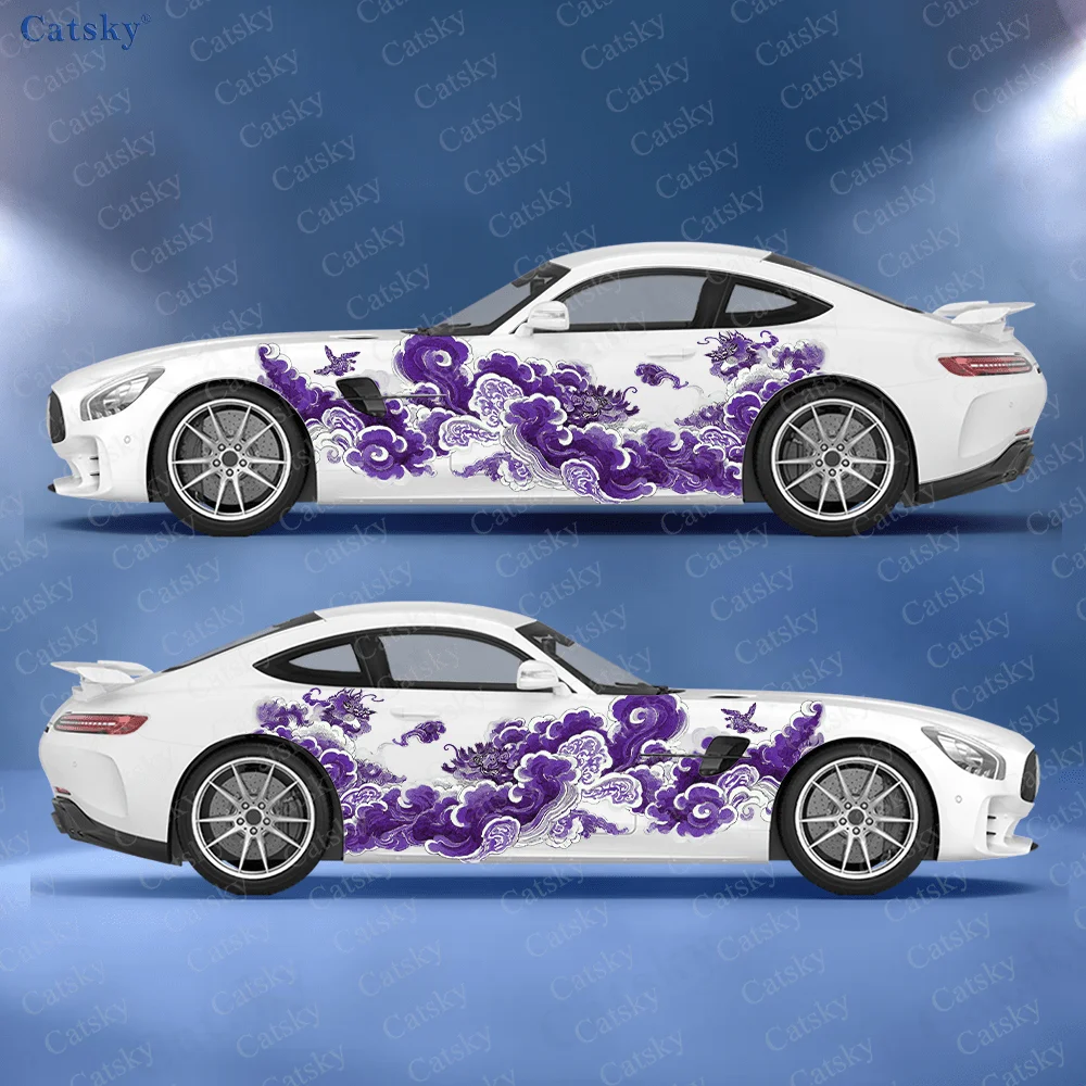 Colorful Cloud Unique Car Side Sticker Decoration, PVC Waterproof Scratch Resistant Decal, Car Protection, Auto Accessories Gift
