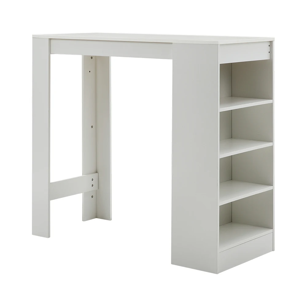 White Wooden Bar Table with Open Shelves,White Table Top