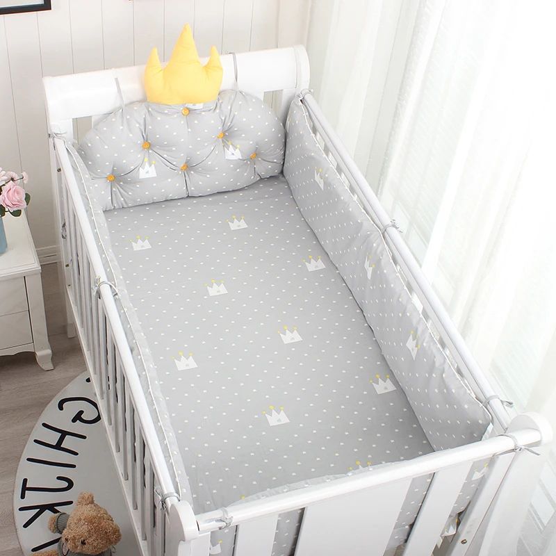 

5pcs Nordic Crown Cushion Cot Cotton Removable Washable Bumpers Baby Bed Bedding Kit Baby Bedding Baby Crib Side Protector Set