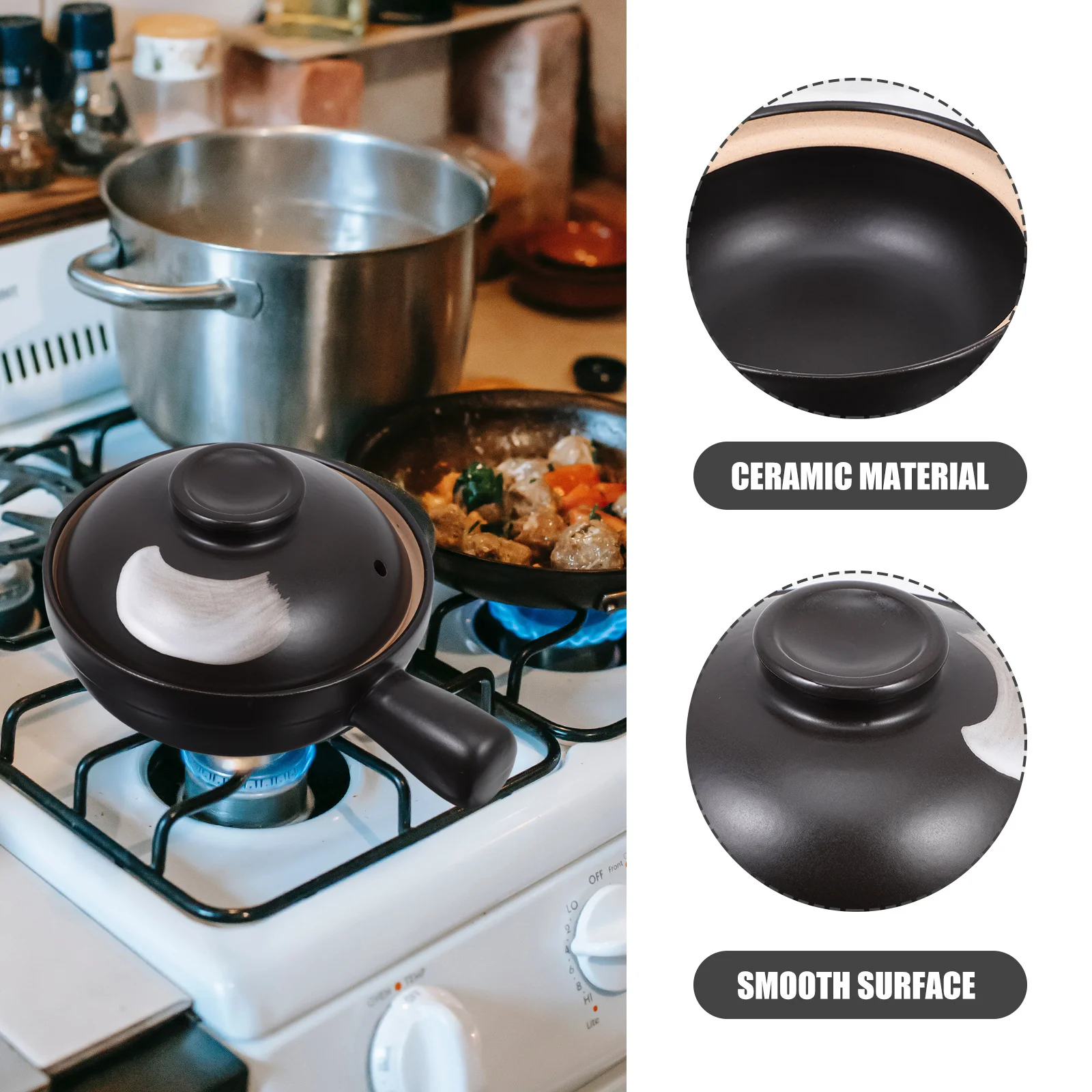 

Small Single Handle Porcelain Casserole Non-Stick Household Cooking Pot for Braised Chicken Soup Rice Hot Pot Kitchen Cookware