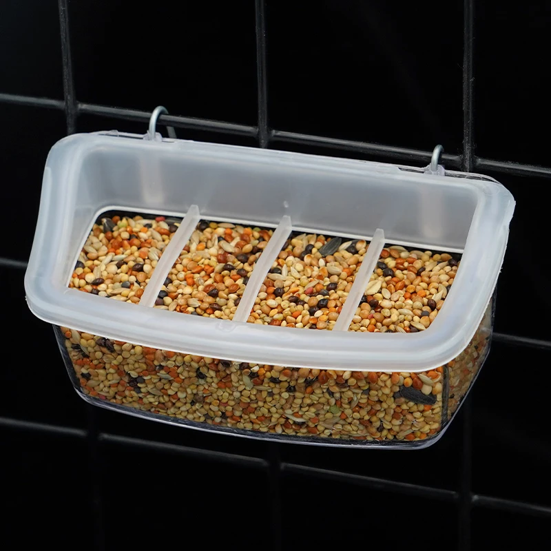 Bird Cage Food Box Hanging Feeders Food & Water Dispenser with Anti-Splash Grid for Cage Box for Bird Food Aviary 1-5Pcs