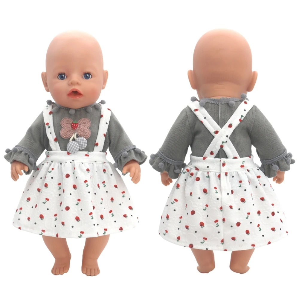 43cm Newborn Doll Cute Skirt Set Jumpers Rompers 17-18inch Baby New Born Floral long Sleeve Clothes Set Accessories Holiday Gift