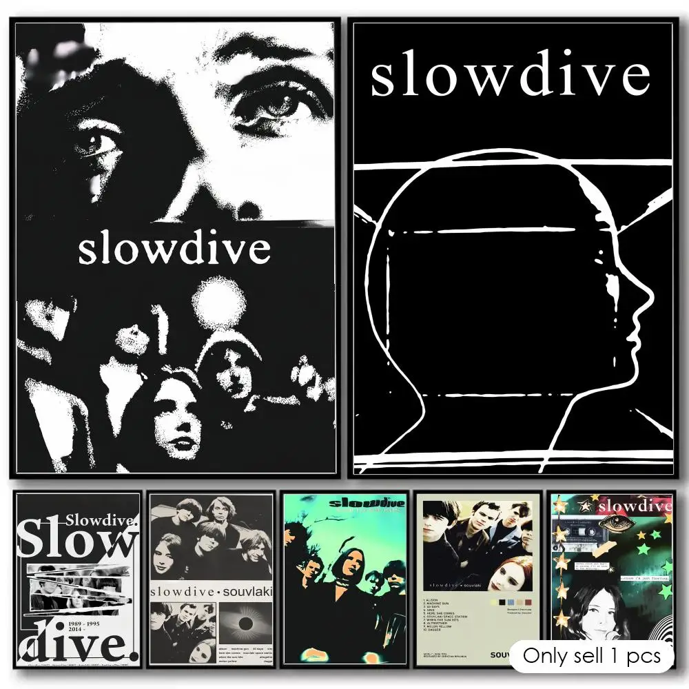 S-Slowdive Band Rock and Roll Painting Calligraphy Cotton Canvas Wall Art Poster Quality Decor Painting for Home Decor