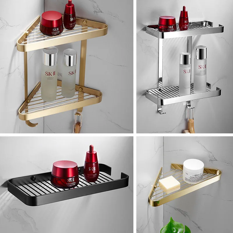 Bathroom Wall Shelves Toilet Shampoo Shower Gel Cosmetics Shelf Superior Quality Brass Bathroom Storage Accessories