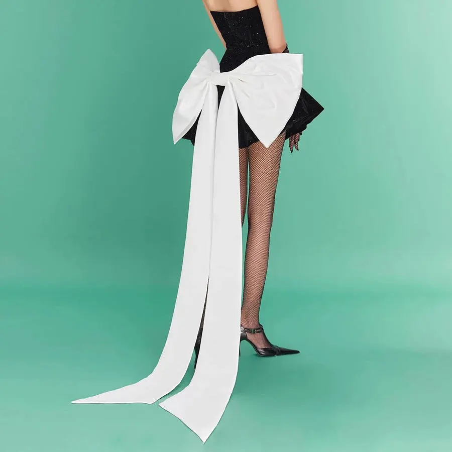 

Mingli Tengda Seperate Satin Big Bride Bow Wedding Knots Removeable Trian With Pin Women Waist Accessories Epaulette Custom Made