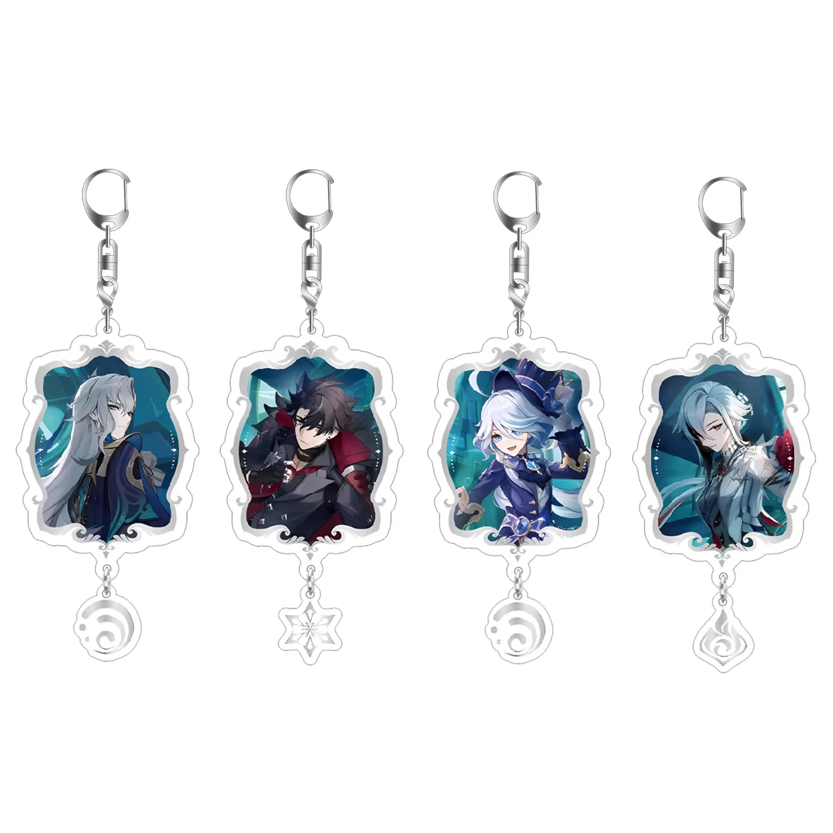 Game Genshin Impact Arlecchino Furina Neuvillette Wriothesley Cartoon Keyring Accessories Pendant Gifts Collection