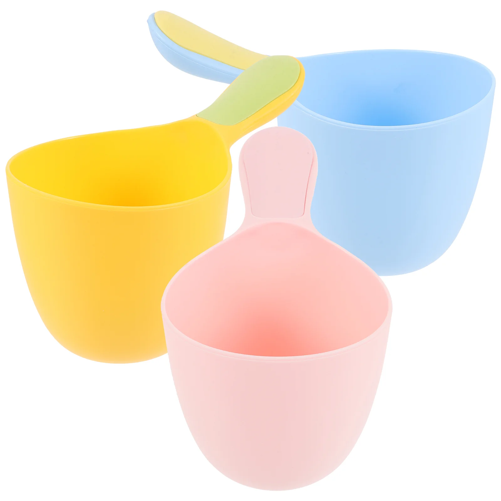 3 Pcs Baby Water Scoop Bath Spoon Plastic Cups for Kids Hair Washing Shower Ladle Stackable Safe Yellow