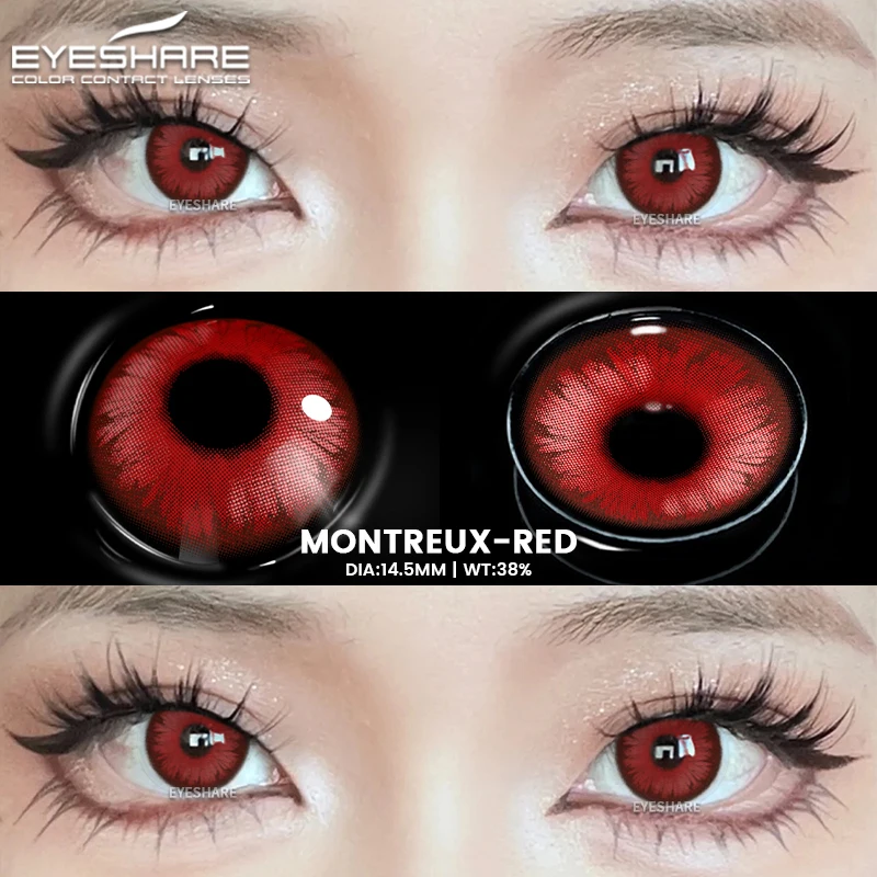 EYESHARE Cosplay Weiß Farbige Kontaktlinsen 2 stücke Crazy Red Kontaktlinsen Anime Schwarz Augenlinsen Halloween Schönheit Make-Up Objektiv – Detail 27