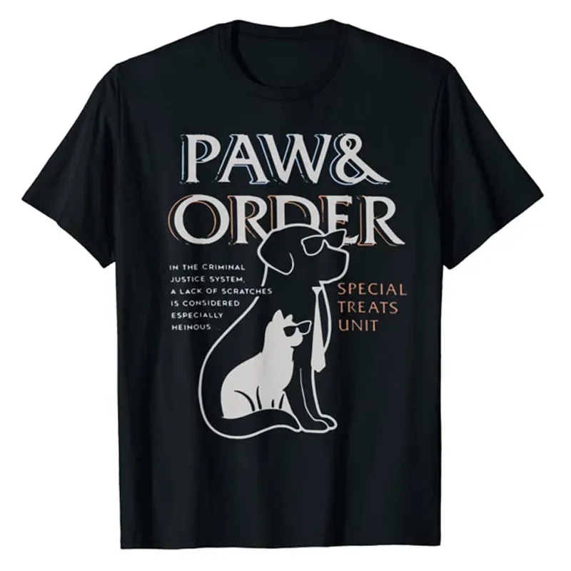 men Clothing Companion Animal Lover Graphic Tee Y2k Tops Paw and Order Special Feline Unit Pets Training Dog and Cat T-Shirt