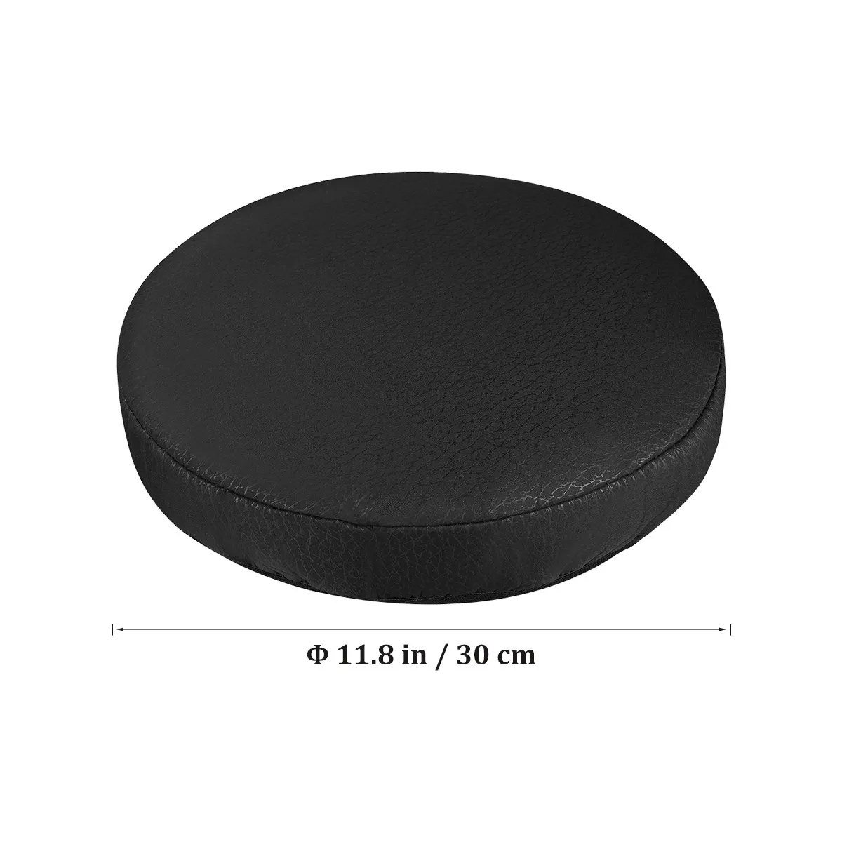 Black Round Stool Cover Elastic Sponge Thick Cotton Polyester Fiber Slip Resistant Bar Cafe Office Seat Protector 30Cm