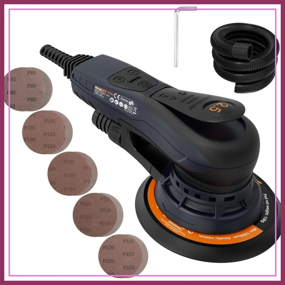 

2.5mm Random Orbital Sander 350W 3A Variable Speed Electric Corded with 10 Sanding Paper for Woodworking