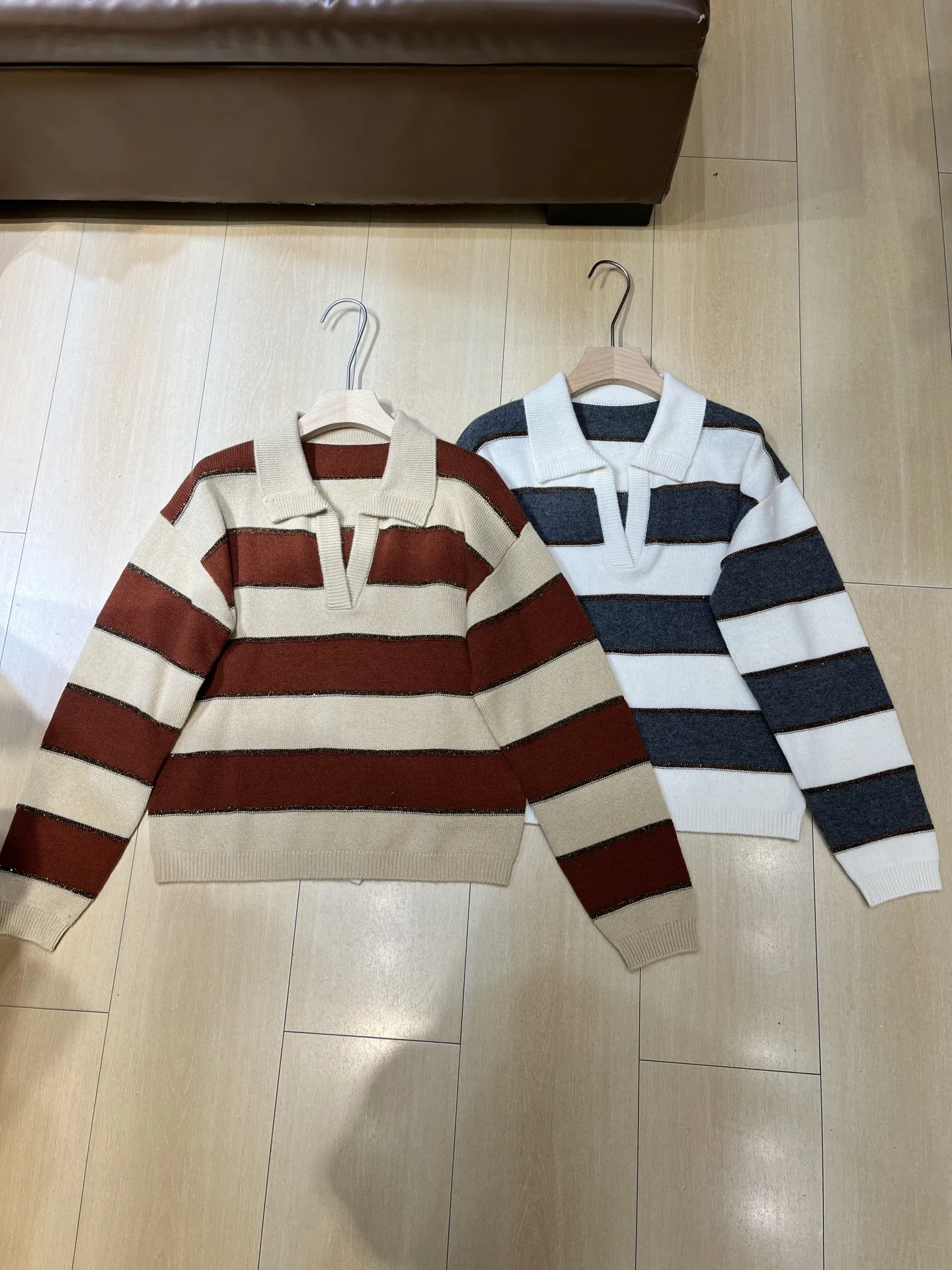 Cashmere Sweater Formal - Kadın Çizgili Yaka Kazak – Sonbahar/Kış