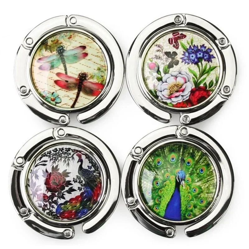 1PC Folding Handbag Bag Purse Hook Hanger Holder Butterfly/Dragonfly/Peacock Gift