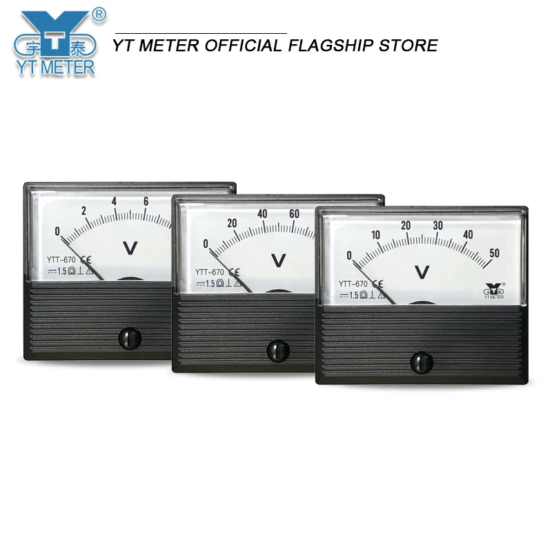 YTT670 DC voltmeter DC10V 50V 100V Knife pointer opening 47mm SFT670 CPT670