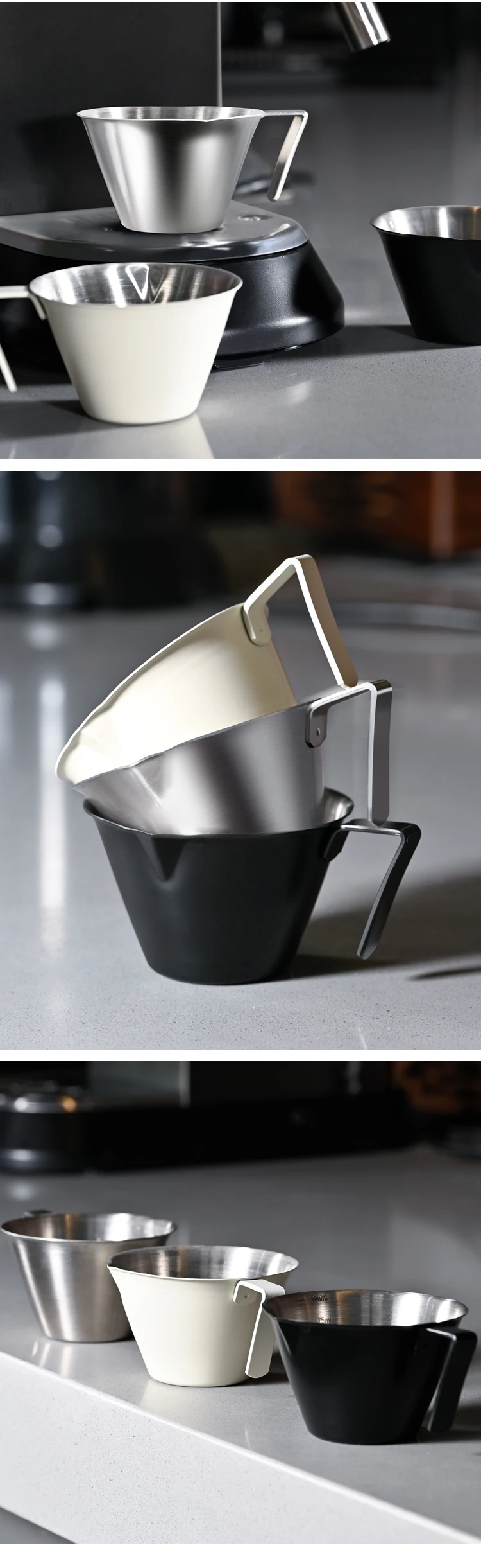304 Edelstahl 100 ml Waagen Kaffee Extraktion Tasse mit Skala Kleine Milch Löffel, Der Espresso Messbecher Küche Werkzeuge – Detail 9
