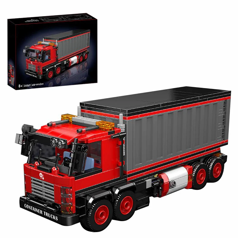 

630PCS Technical Red Container Truck Building Blocks City Transport Vehicle Model Bricks Education Assembly Toys Boy Adults Gift