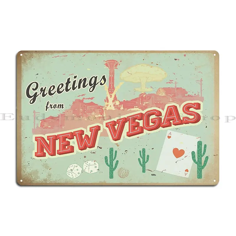 New Vegas Postcard Metal Sign Wall Decor Plates Living Room Character Create Tin Sign Poster