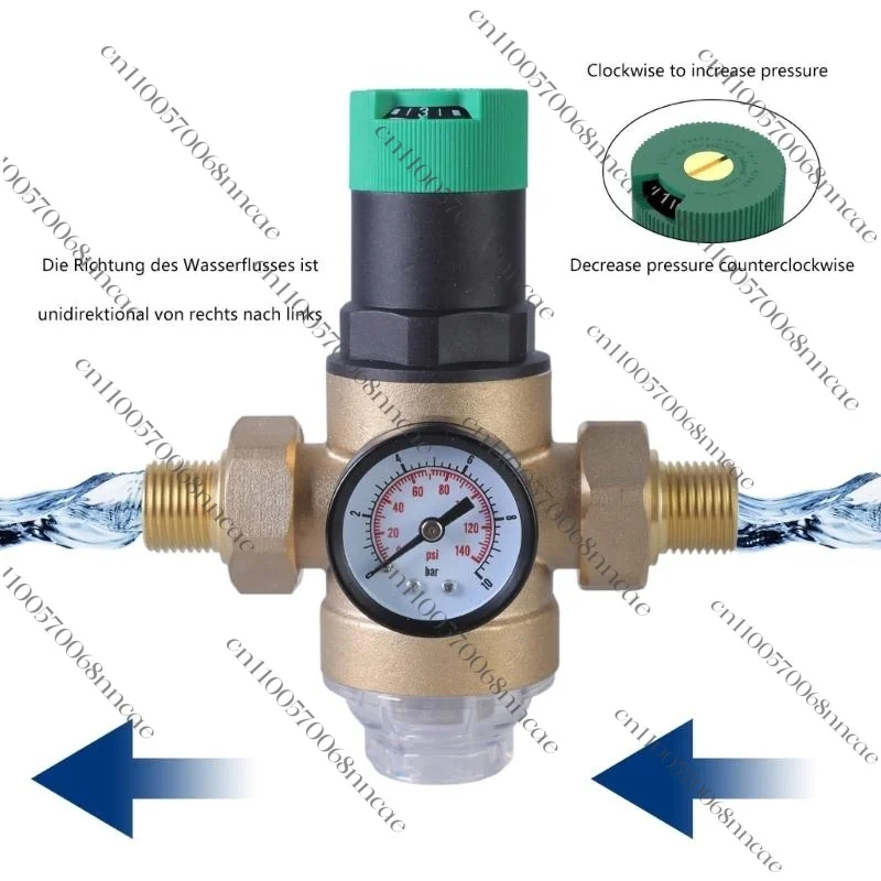 31GJ Pressure Regulator DN15/DN20 Brass Pressure Reducing Valves with Gauge and Mesh Filter for Regulating Water Pressure