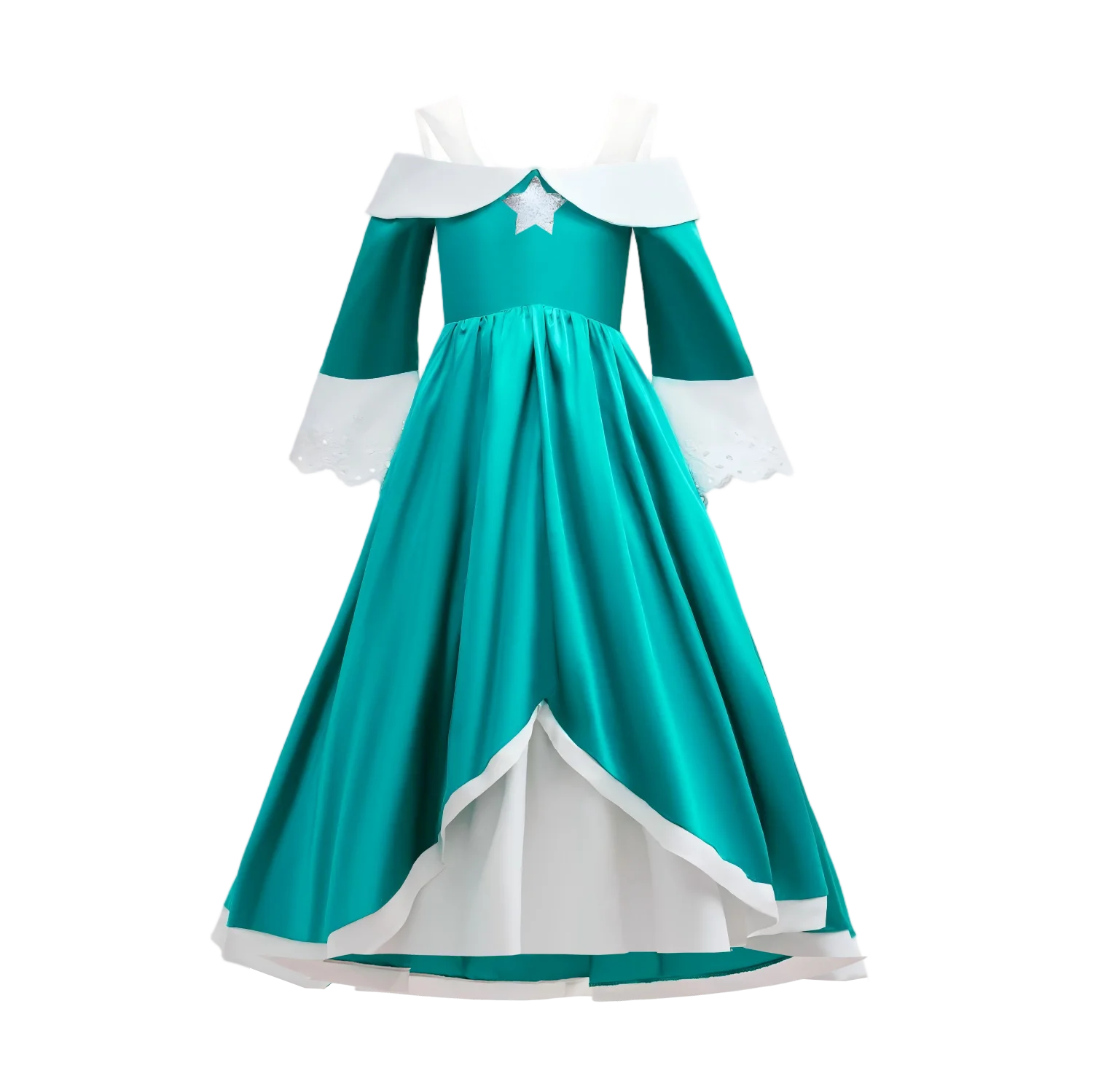 Children Movie Plumber Bros and Princess Adventure Costume Girl Video Game Rosalina Dress up Halloween Apparel Big Flared Sleeve