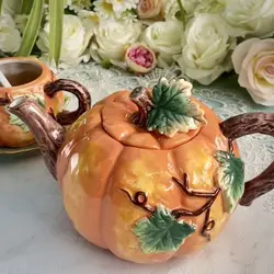 Halloween Garden Pumpkin Ceramic Sculpture Teapot, Coffee Pot, Wedding Gifts, Living Room Tea Cup, Mug Set, Coffee Set