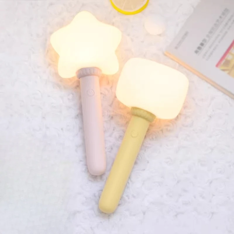 Handheld Silicone Light Creative Shaking Color Changing Star Night Light Rechargeable Children Bedroom Sleeping Atmosphere Lamp