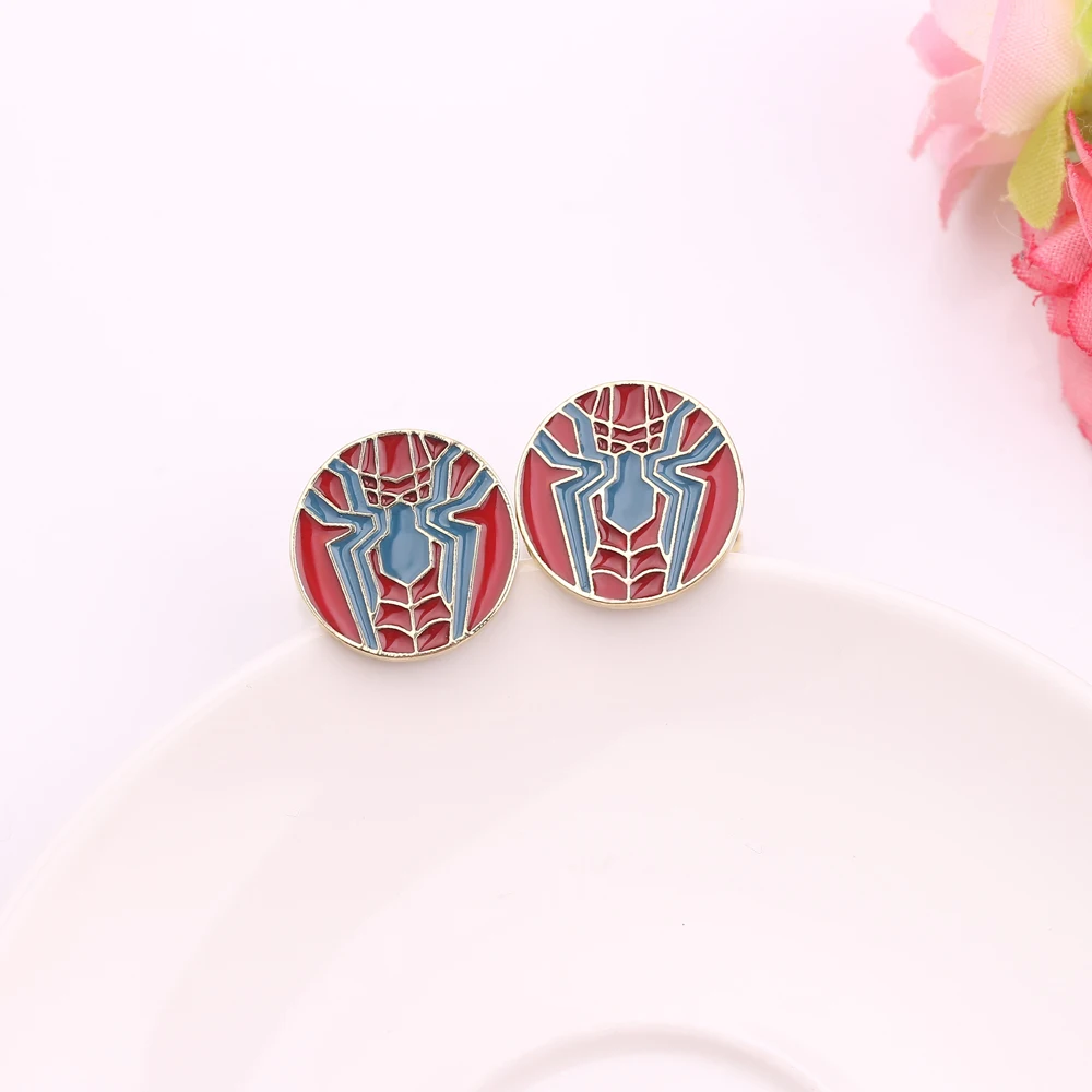 Avengers Superhero Spiderman Cufflinks Marvel Metal Enamel Cuff Links Spider Logo Cuff Button Men Suit Jewelry Accessories