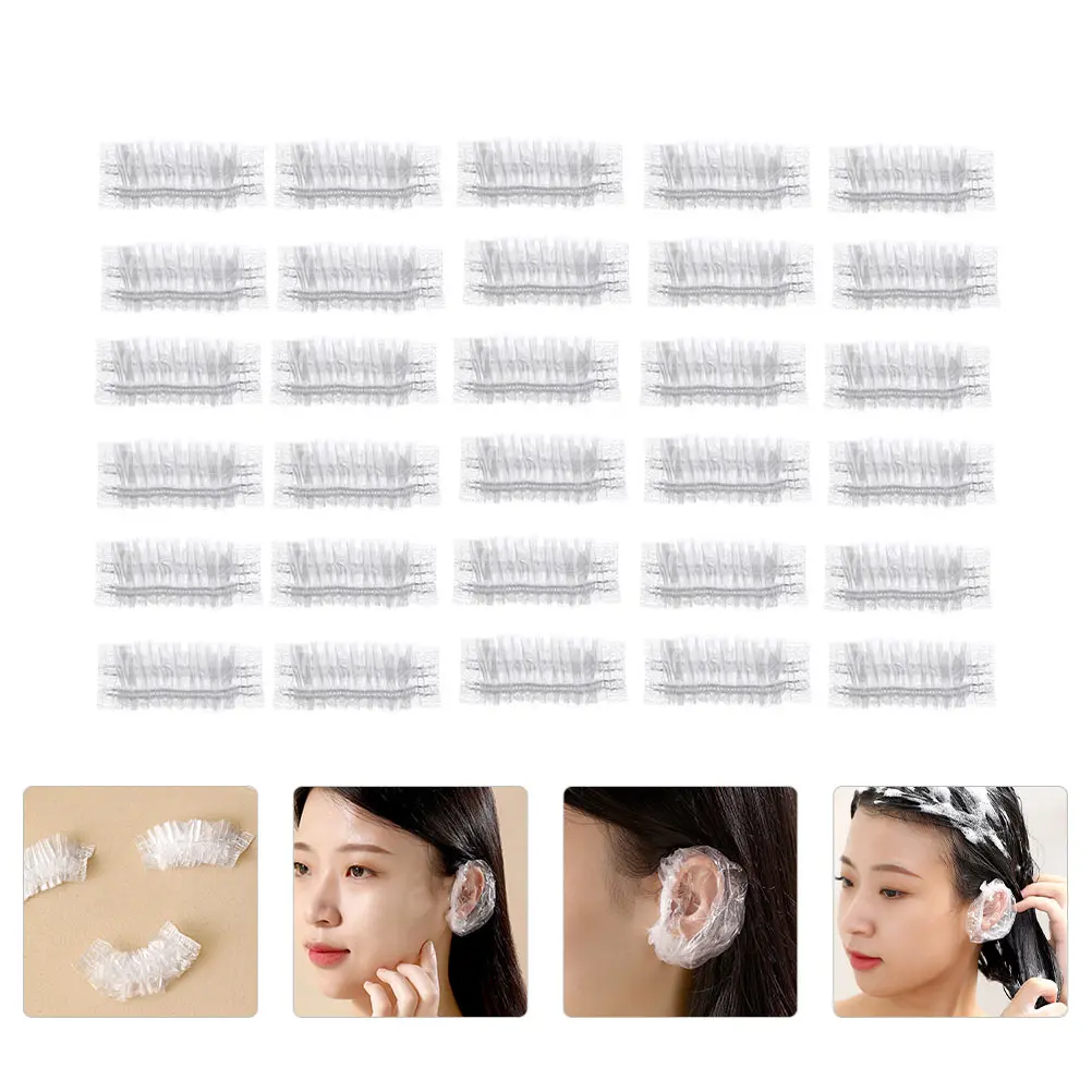 200 قطعة غطاء مقاوم للماء حامي المتاح للاستحمام صبغ الشعر الاستحمام غطاء للأذنين صالون لوازم مرونة الأذن درع العملي #3